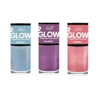 Kit 03 Esmaltes Glow Cintilante - Aurora, Celeste e Galáxia