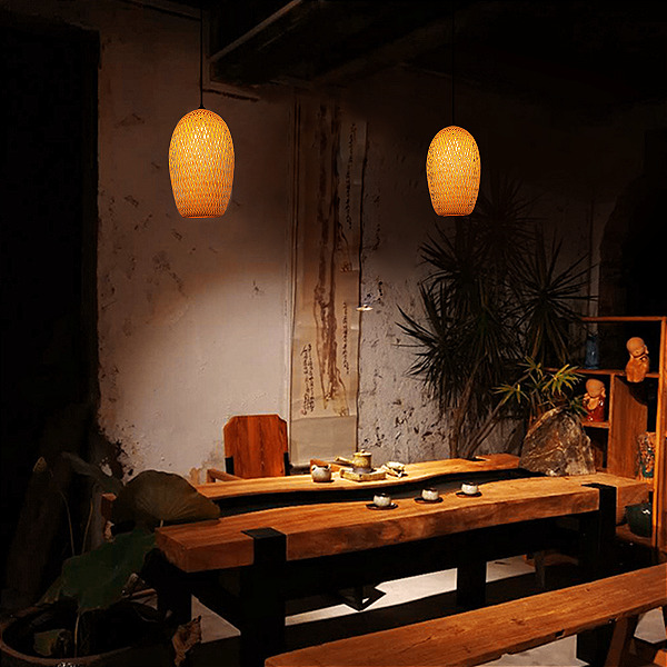 Luminária de Teto Lustre Pendente Bambu Luzza Saint Martin 36 Fio Branco