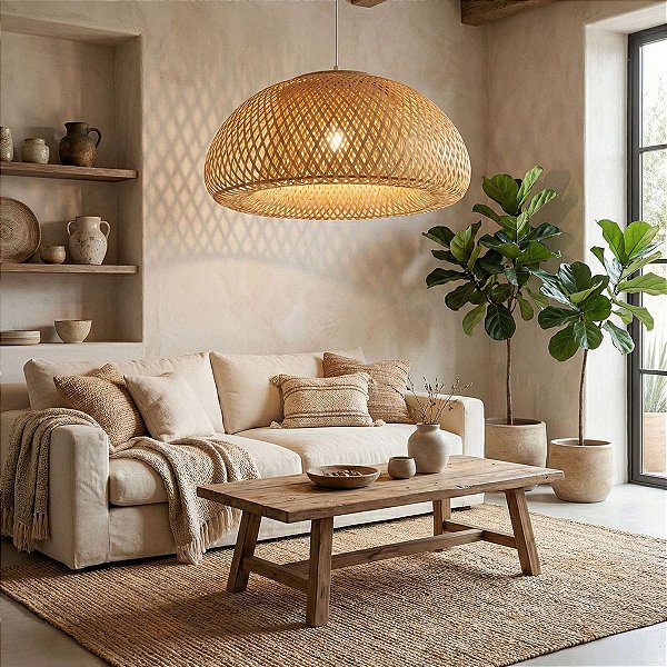 Lustre Bambu Luzza Malibu 45 Fio Branco