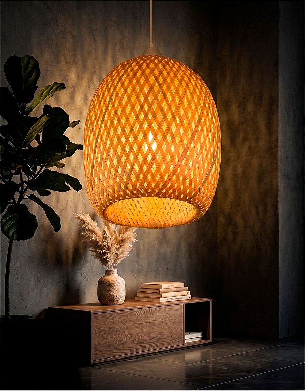 Lustre Bambu Luzza Aruba Fio Branco