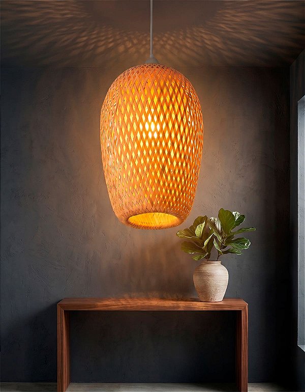 Lustre Bambu Luzza Saint Martin Fio Branco