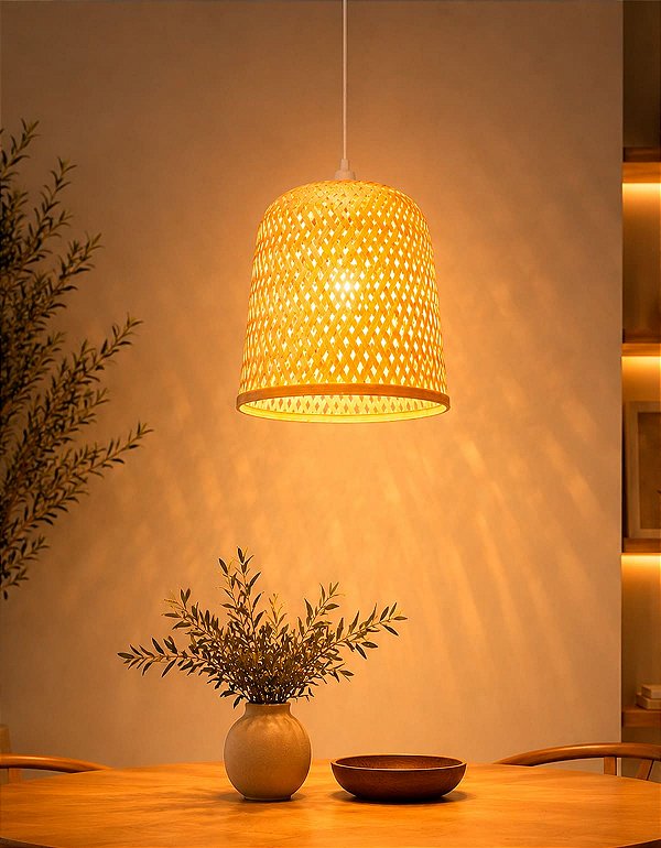 Lustre Bambu Luzza Sussurro Fio Branco