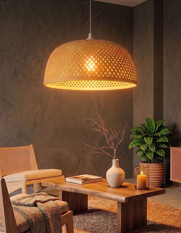Lustre Bambu Bruma Fio Branco