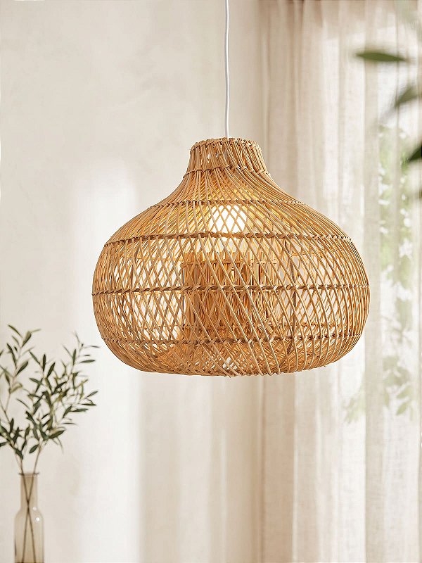 Luste Rattan Luzza Cálice Fio Branco