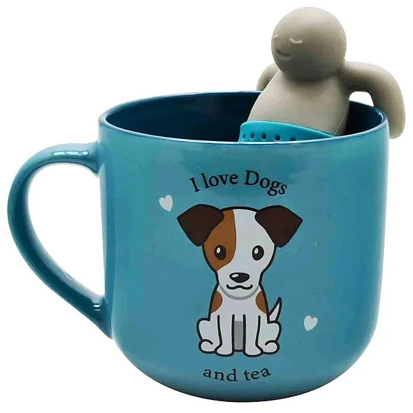 Caneca C/ Infusor Chá 350ml  I Love Dogs And Tea Amo Cães