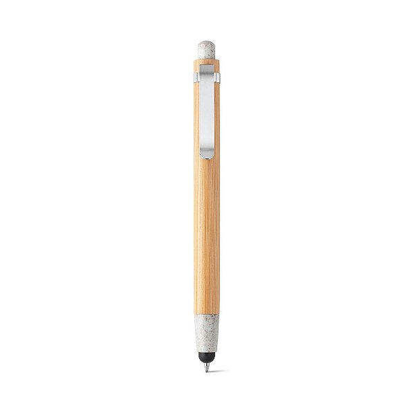 Caneta Esferográfica em bambu com ponteira touch