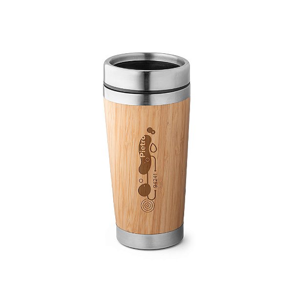 Copo de viagem em bambu e aço inox 500 mL