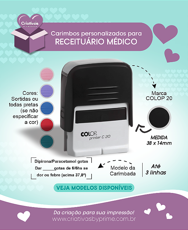 Kit 10 unidades Carimbos personalizados para Médico
