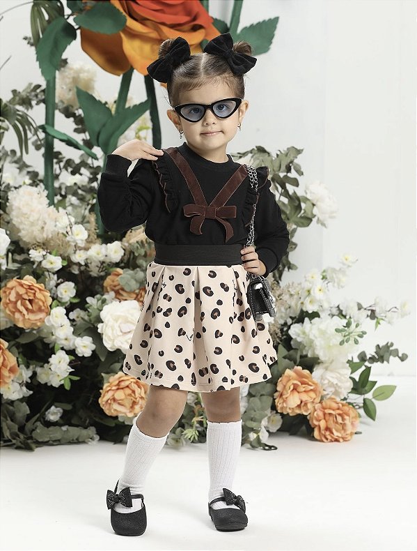 Conjunto infantil animal print meninas