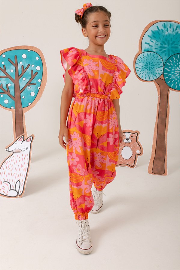 Macacão infantil para meninas pétalas