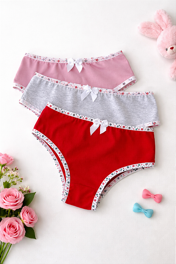 Kit com 5 calcinhas de algodão Isis