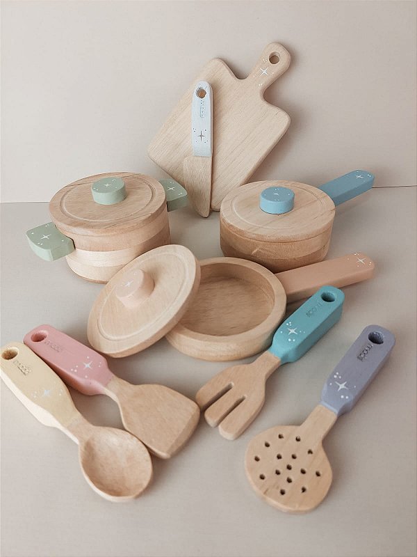 Kit Panelinhas e Utensílios de Madeira