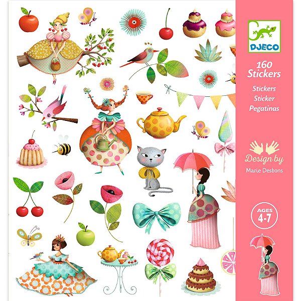 160 adesivos- Chá de princesas