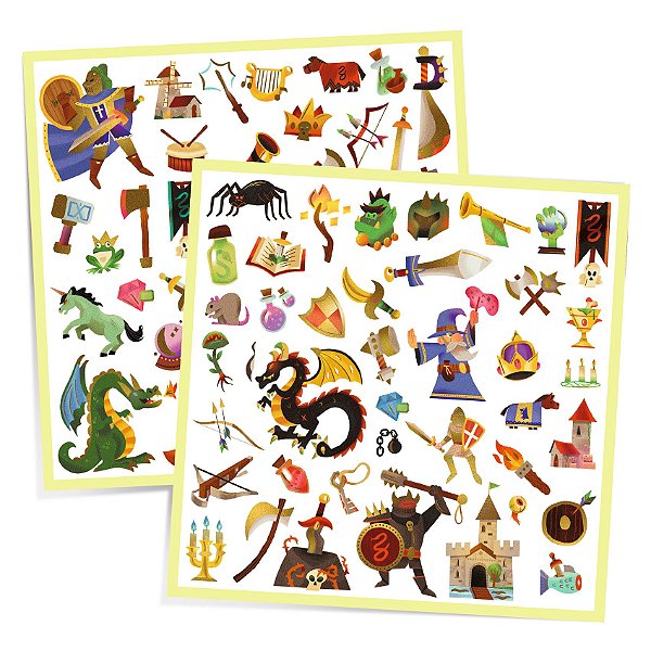 160 adesivos metalizados- Medieval