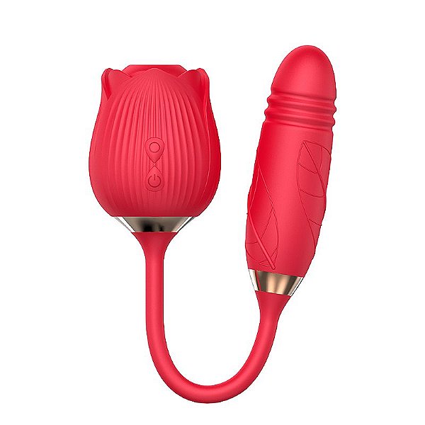 Vibrador Rosa Vai e Vem 10 modos de pulsação + 07 modos de vai e vem Recarregável