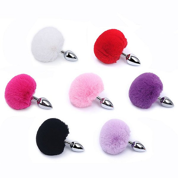 Plug Anal em Aço com Pompom P