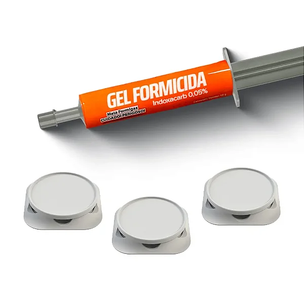 Kit Formigama Gel + 3 Porta Iscas Formicida Elimina Formigas