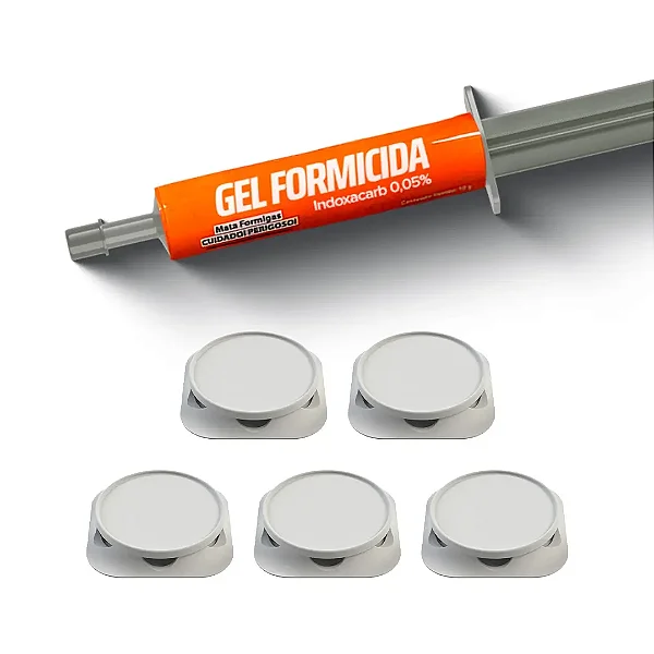 Kit Formigama Gel + 5 Porta Iscas Formicida Elimina Formigas