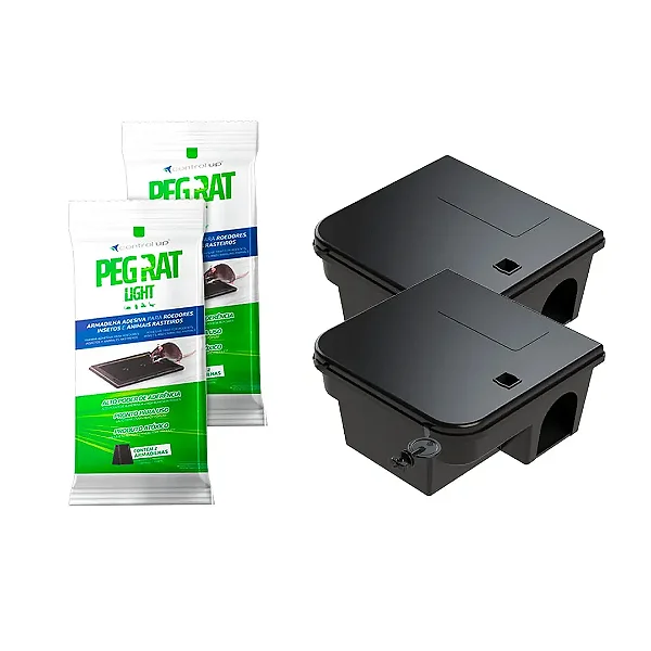 2 Porta Isca Control Box + 2 Pares Peg Rat Light