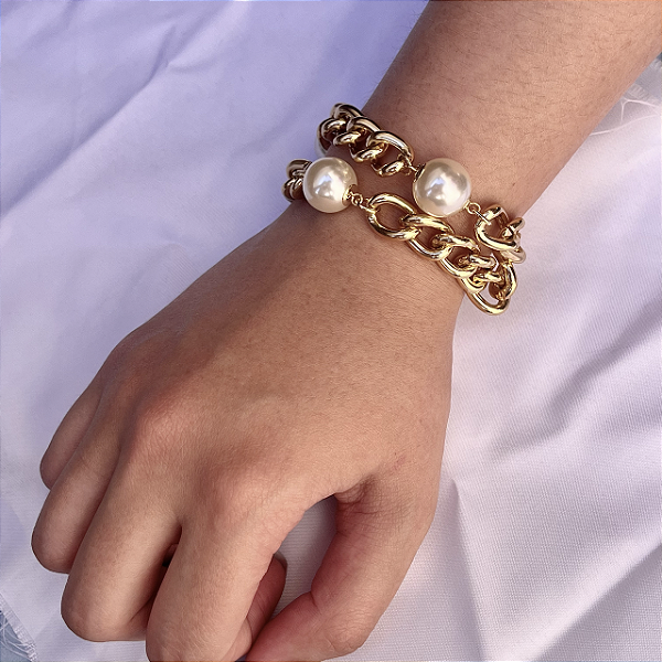 Pulseira Dupla Pérolas Radiantes