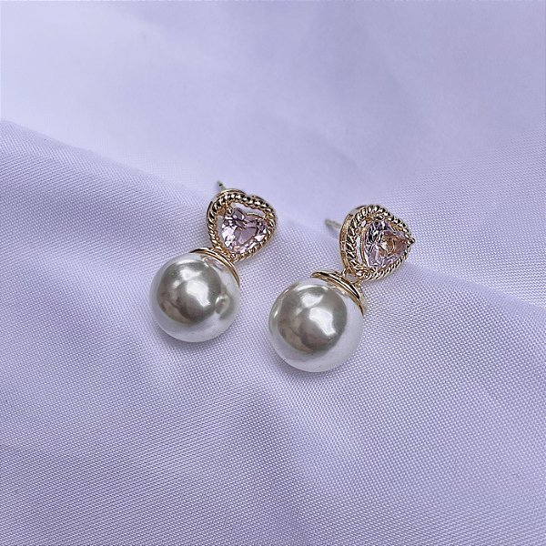 Brinco pérola do coração