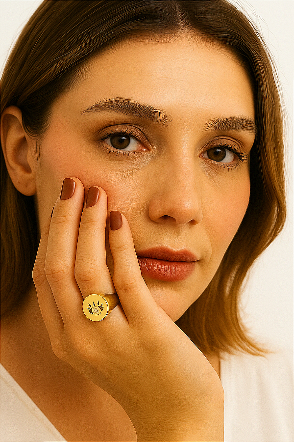 Anel redondo olho grego regulável