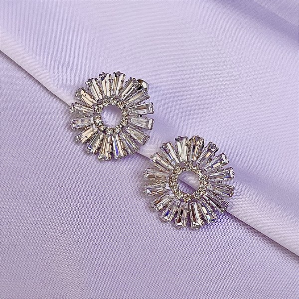 Brinco redondo cristal estilo riviera