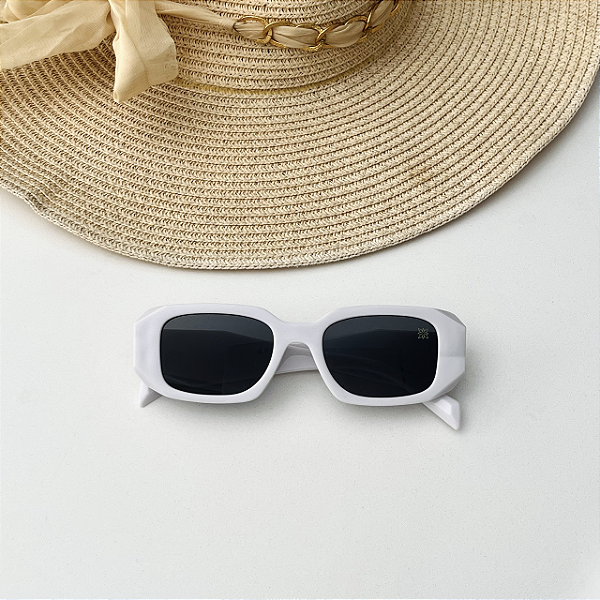 Óculos retangular diamond - branco