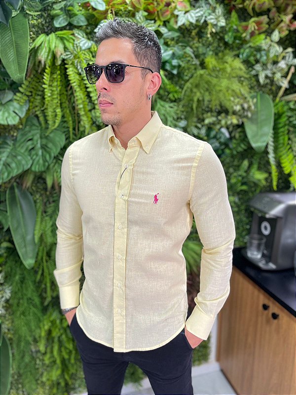 Camisa Social Manga Longa de Linho Ralph Lauren