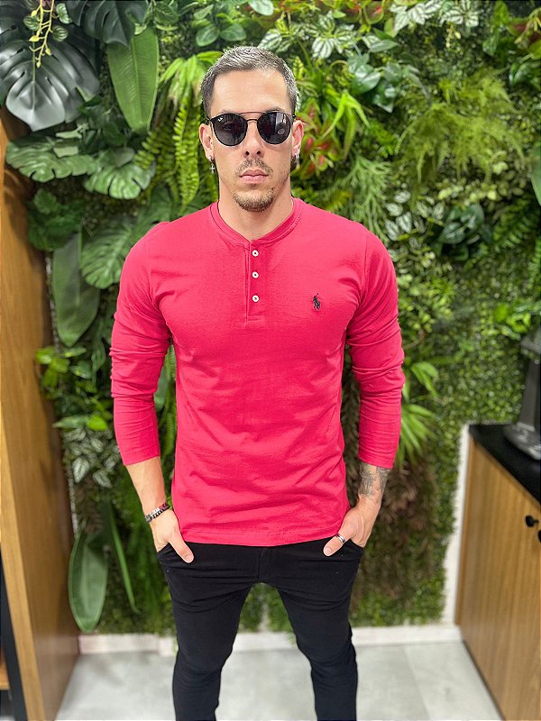 Camiseta Henley Manga Longa Com Botões Ralph Lauren