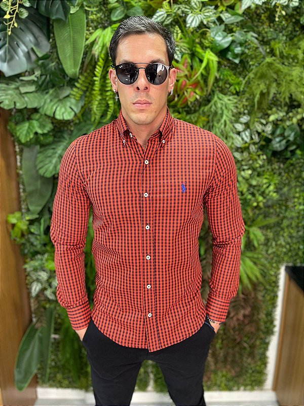 Camisa Social Manga Longa Ralph Lauren ( Xadrez Poney Monocromático )