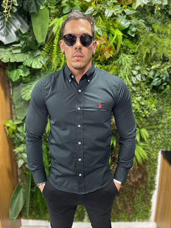 Camisa Social Manga Longa Ralph Lauren (  Micro Xadrez )