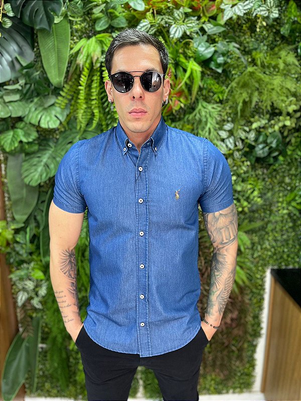 Camisa jeans Médio Manga Curta Ralph Lauren