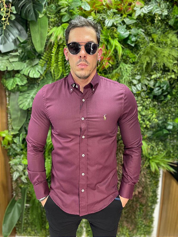 Camisa Oxford Ralph Lauren Manga Longa