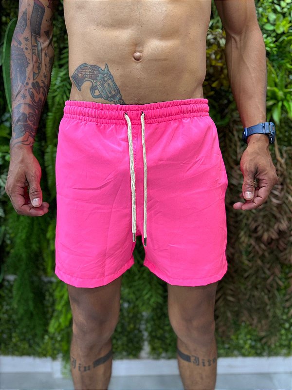 Short praia Ralph Lauren rosa fluorescente