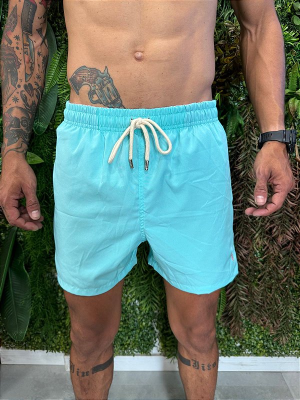 Short praia Ralph Lauren azul claro