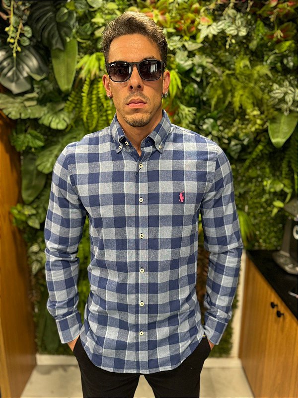 Camisa xadrez flanelada Ralph Lauren