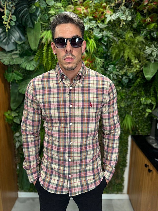 Camisa xadrez flanelada Ralph Lauren