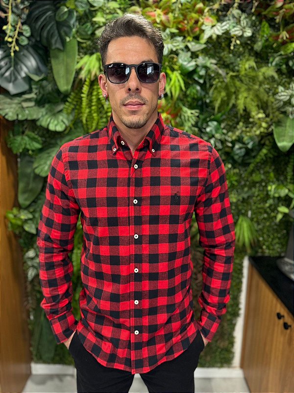Camisa xadrez flanelada Ralph Lauren