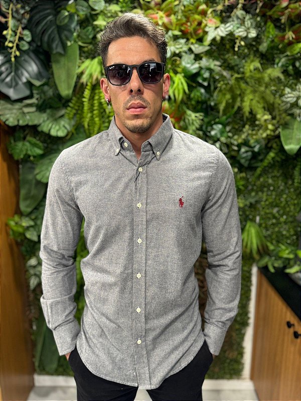 Camisa xadrez flanelada cinza Ralph Lauren