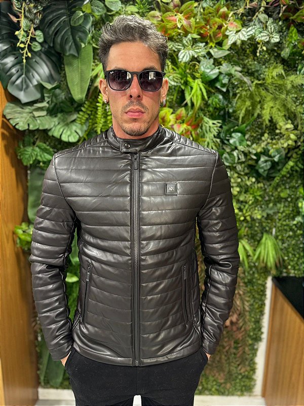 Jaqueta de couro sintético marrom Armani exchange