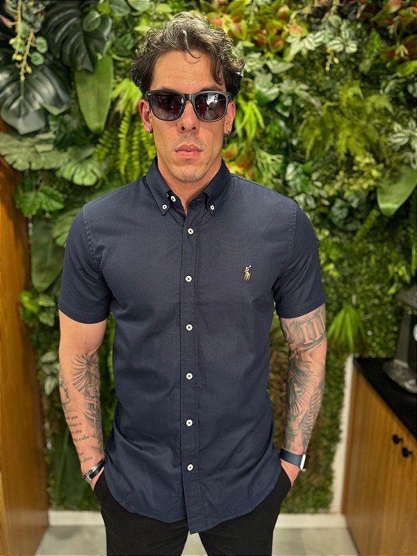 Camisa social manga curta oxford