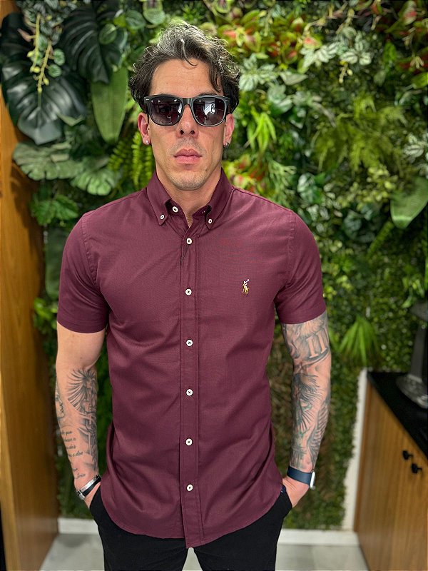 Camisa social manga curta oxford