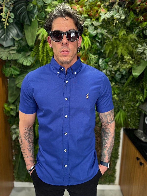 Camisa social manga curta oxford