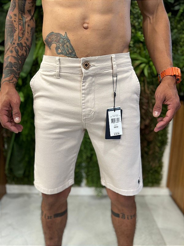 Bermuda clássica de sarja cor creme
