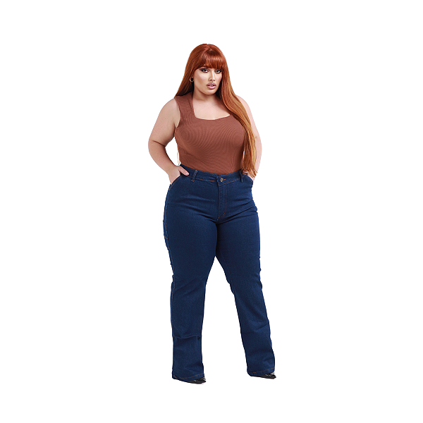 Calça Feminina Jeans Carpinteira Plus Size Tamanho 50 ao 56 Estilo Country