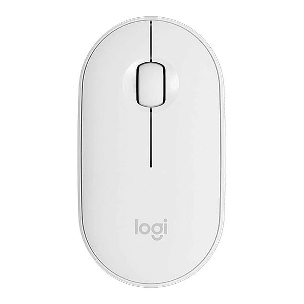 Mouse sem fio Logitech Pebble M350 Branco, Silencioso, Slim Ambidestro, USB ou Bluetooth, Pilha Inclusa, 910-005770