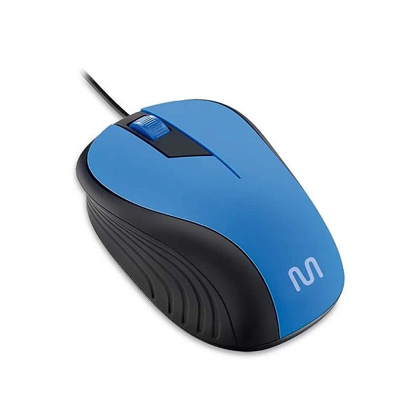 Mouse Com Fio Multilaser Conexão USB 1200dpi Cabo de 130cm 3 Botões Textura Emborrachada Azul MO226