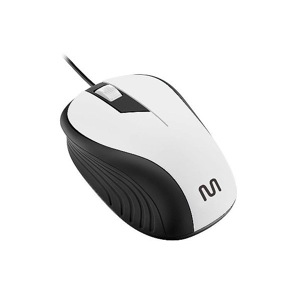 Mouse Com Fio Multilaser MO224, Conexão USB , 1200dpi, Cabo de 130cm, 3 Botões, Textura Emborrachada Branco