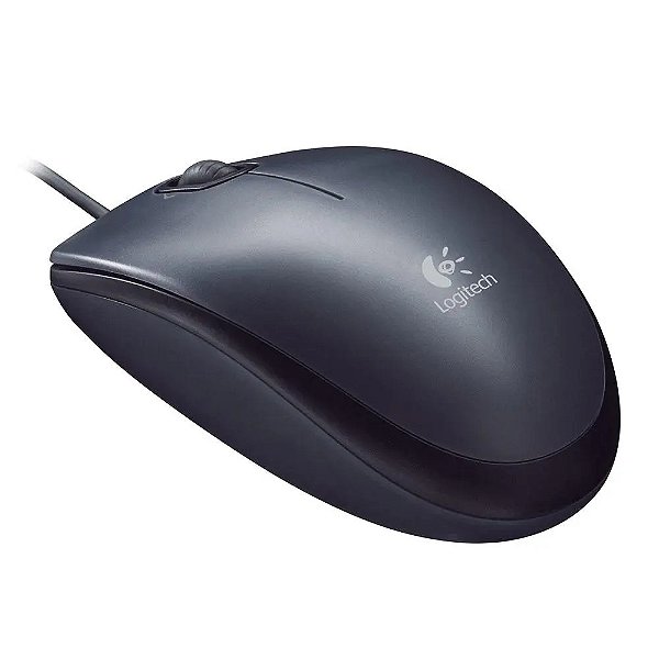 Mouse com fio USB Logitech M100, Cinza, Design Ambidestro e Facilidade Plug and Play, 910-001601
